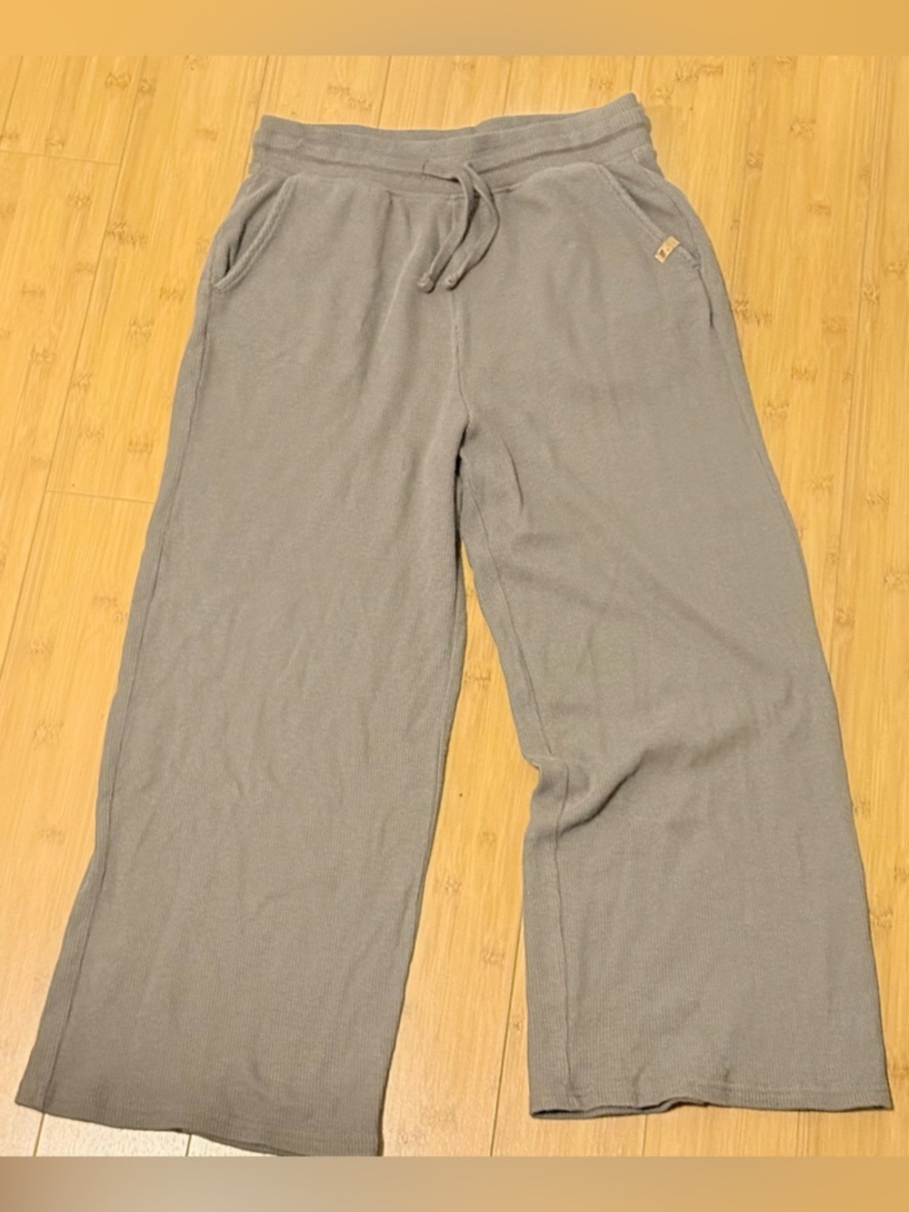 Tentree - Cozy Wide-Leg Knit Lounge Pants in brown, waffle knit.